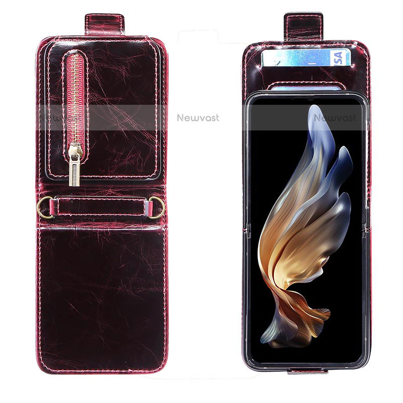 Luxury Leather Matte Finish and Plastic Back Cover Case JD2 for Samsung Galaxy Z Flip3 5G