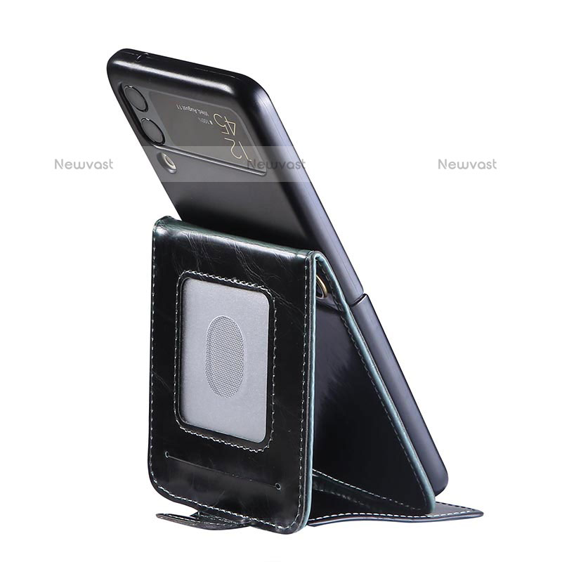 Luxury Leather Matte Finish and Plastic Back Cover Case JD3 for Samsung Galaxy Z Flip3 5G