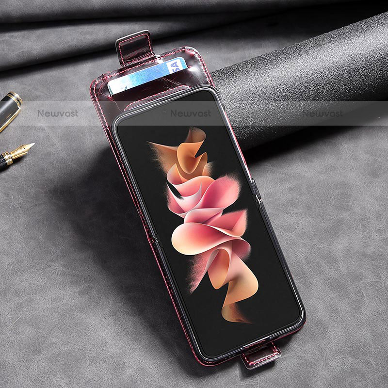 Luxury Leather Matte Finish and Plastic Back Cover Case JD3 for Samsung Galaxy Z Flip3 5G