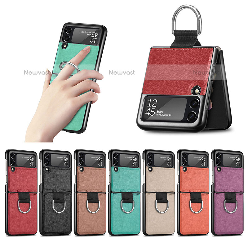 Luxury Leather Matte Finish and Plastic Back Cover Case L06 for Samsung Galaxy Z Flip3 5G