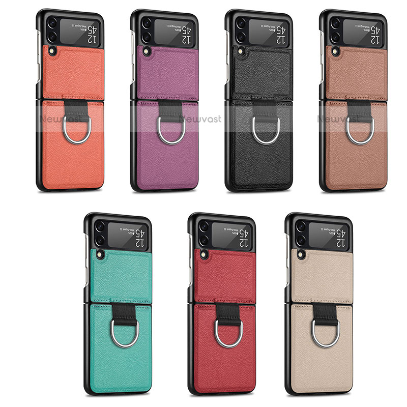 Luxury Leather Matte Finish and Plastic Back Cover Case L06 for Samsung Galaxy Z Flip3 5G