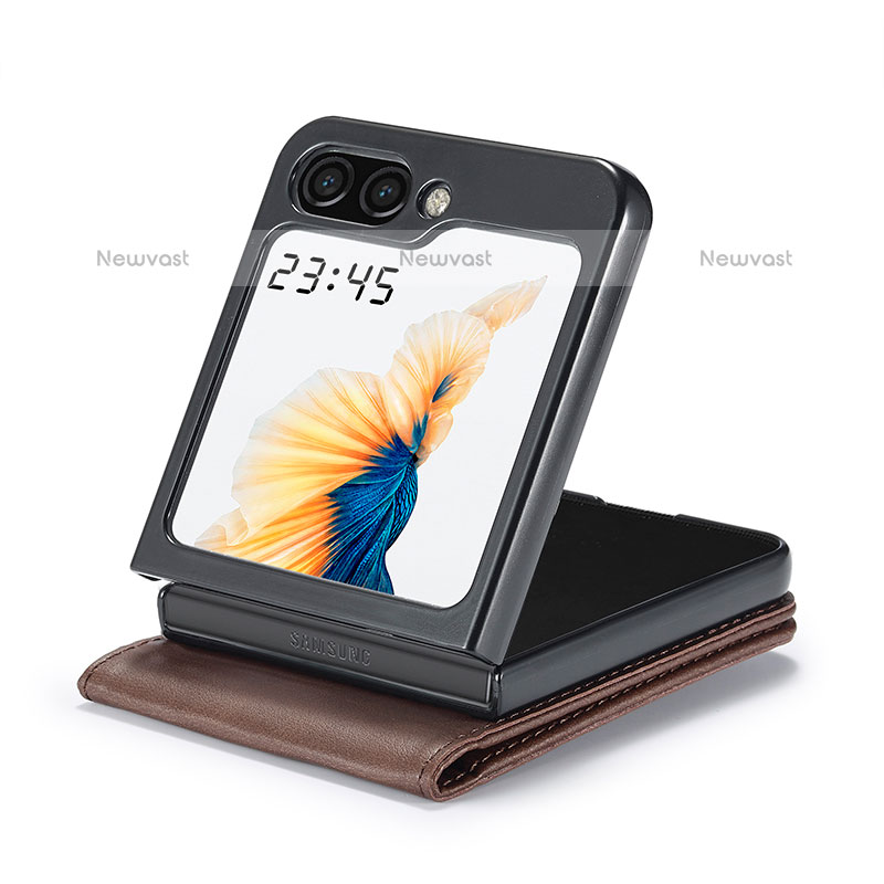 Luxury Leather Matte Finish and Plastic Back Cover Case LC5 for Samsung Galaxy Z Flip5 5G