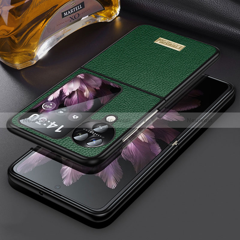 Luxury Leather Matte Finish and Plastic Back Cover Case LD2 for Oppo Find N3 Flip 5G