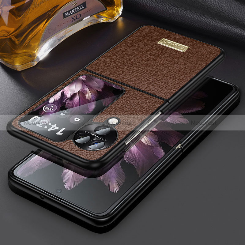 Luxury Leather Matte Finish and Plastic Back Cover Case LD2 for Oppo Find N3 Flip 5G