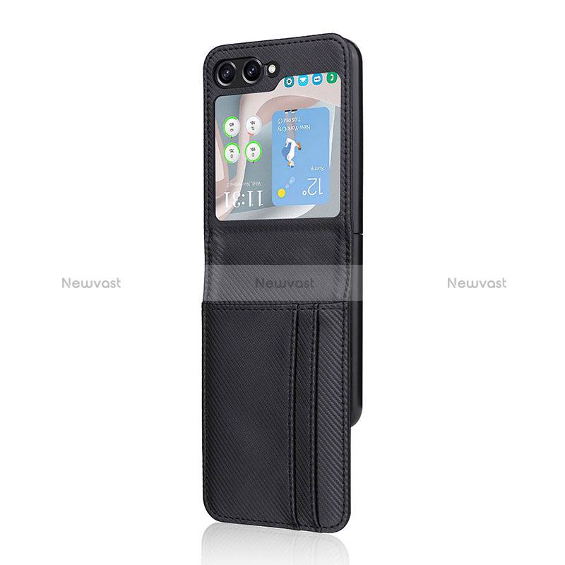 Luxury Leather Matte Finish and Plastic Back Cover Case LZ1 for Samsung Galaxy Z Flip5 5G