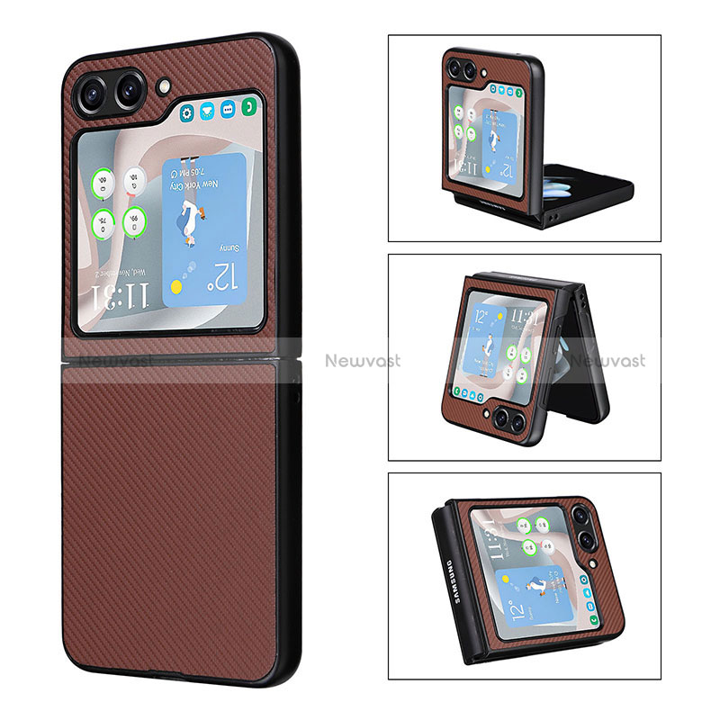 Luxury Leather Matte Finish and Plastic Back Cover Case LZ3 for Samsung Galaxy Z Flip5 5G
