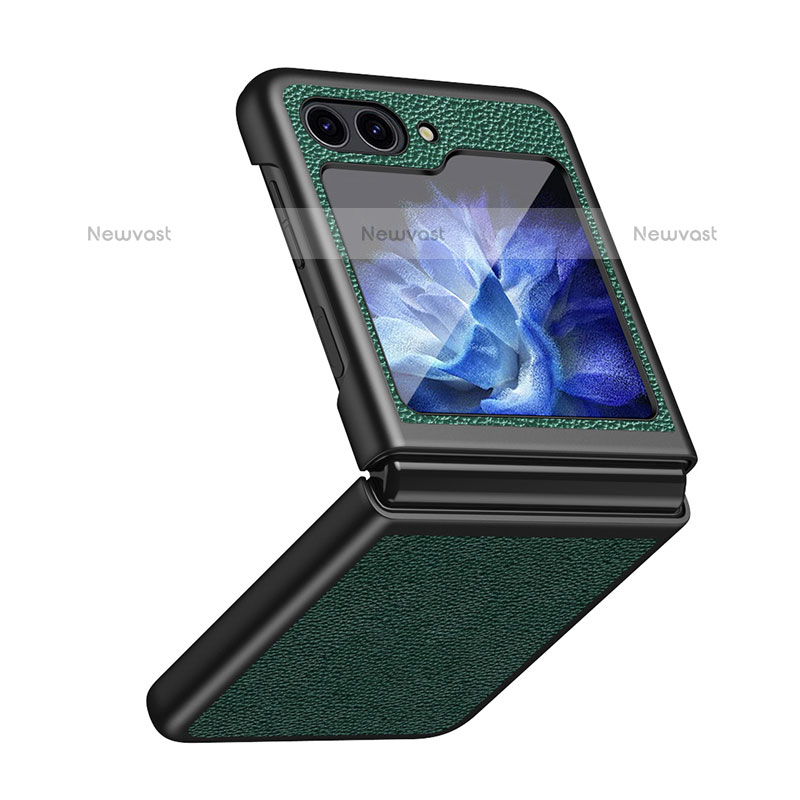 Luxury Leather Matte Finish and Plastic Back Cover Case QH2 for Samsung Galaxy Z Flip5 5G