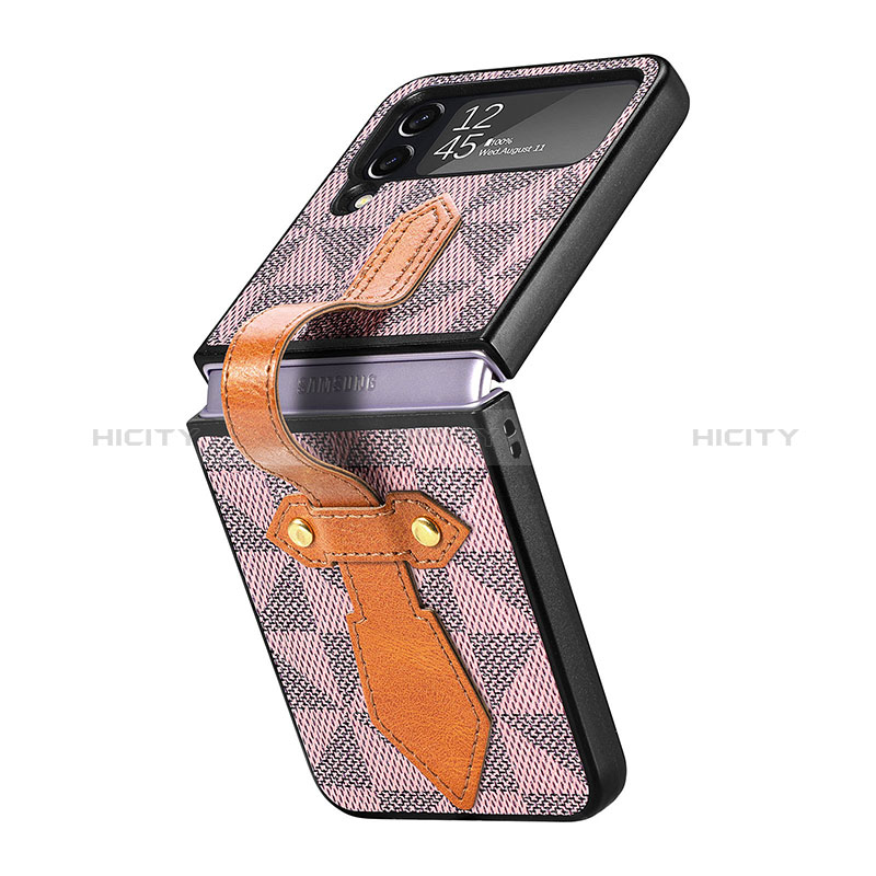 Luxury Leather Matte Finish and Plastic Back Cover Case R01 for Samsung Galaxy Z Flip4 5G
