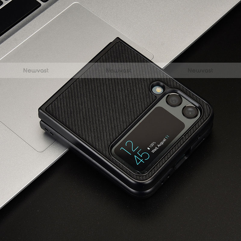 Luxury Leather Matte Finish and Plastic Back Cover Case R02 for Samsung Galaxy Z Flip3 5G