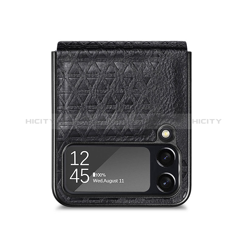 Luxury Leather Matte Finish and Plastic Back Cover Case R02 for Samsung Galaxy Z Flip4 5G