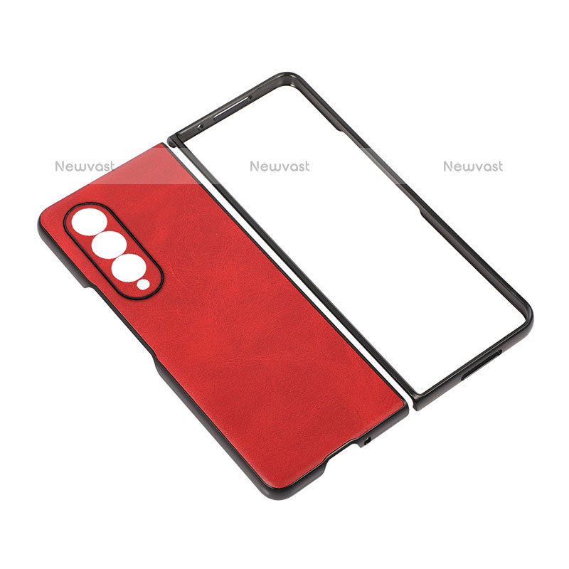 Luxury Leather Matte Finish and Plastic Back Cover Case R02 for Samsung Galaxy Z Fold3 5G