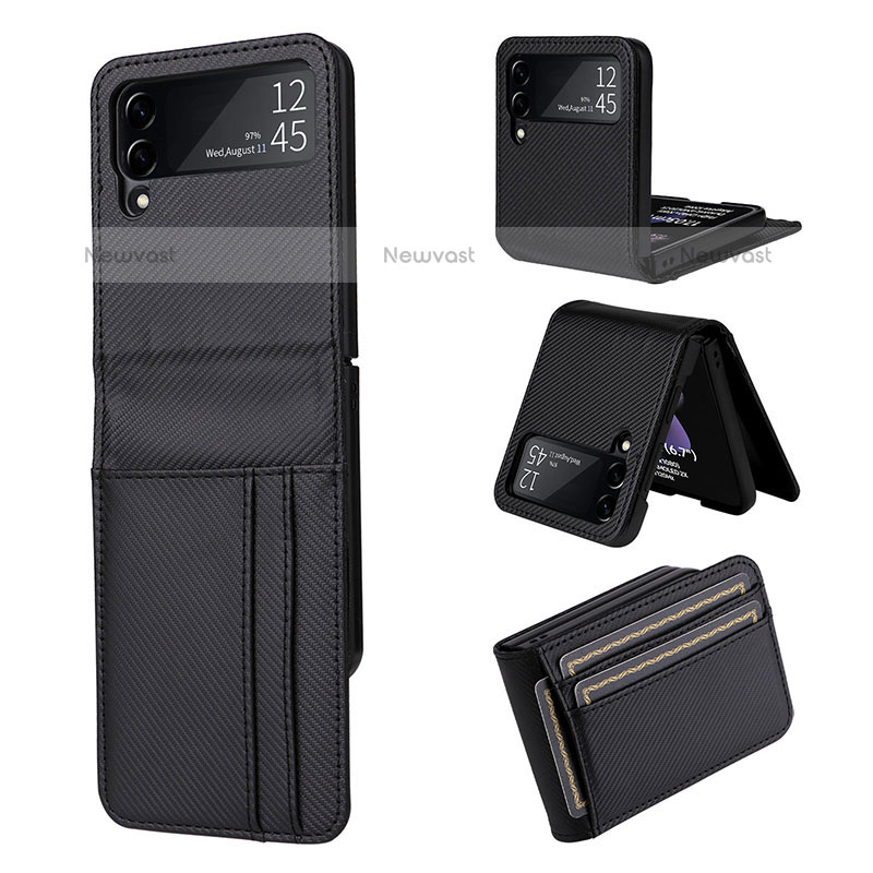 Luxury Leather Matte Finish and Plastic Back Cover Case R03 for Samsung Galaxy Z Flip3 5G