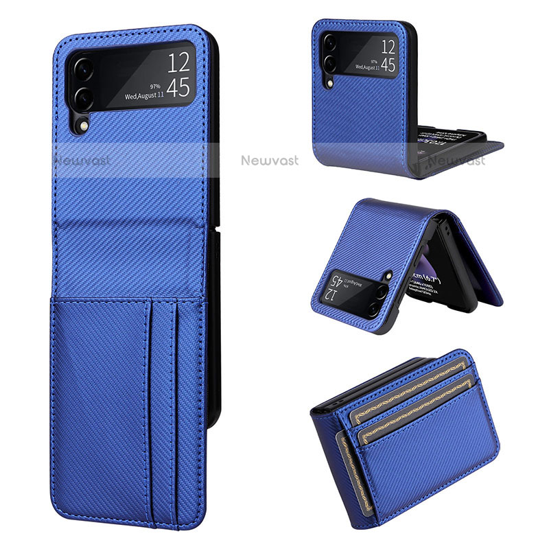 Luxury Leather Matte Finish and Plastic Back Cover Case R03 for Samsung Galaxy Z Flip3 5G