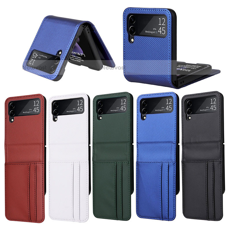 Luxury Leather Matte Finish and Plastic Back Cover Case R03 for Samsung Galaxy Z Flip3 5G