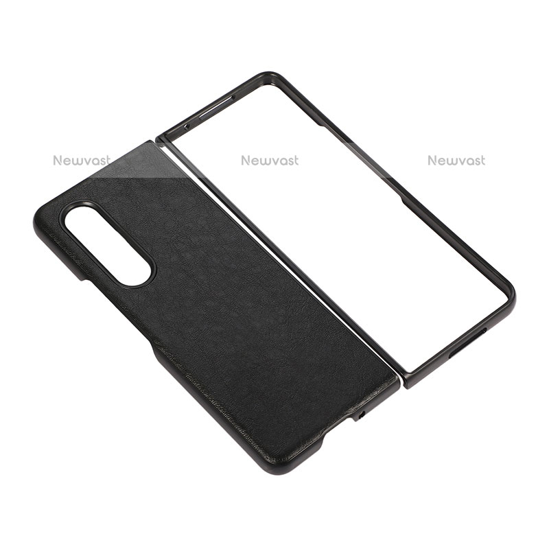 Luxury Leather Matte Finish and Plastic Back Cover Case R06 for Samsung Galaxy Z Fold3 5G