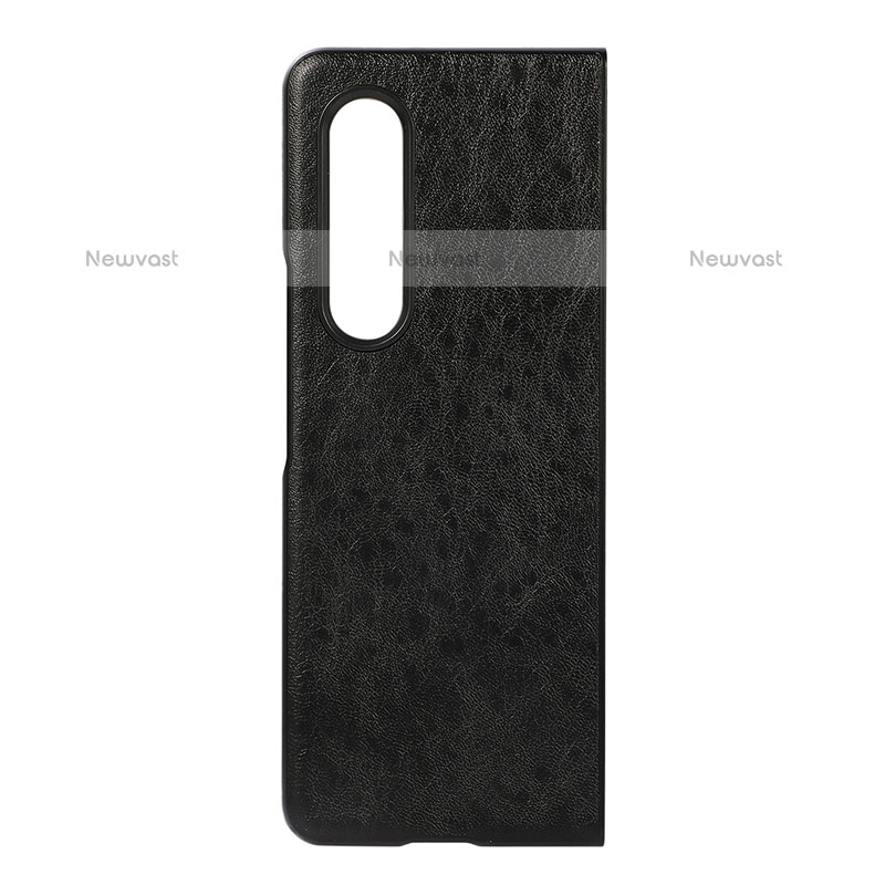 Luxury Leather Matte Finish and Plastic Back Cover Case R06 for Samsung Galaxy Z Fold3 5G