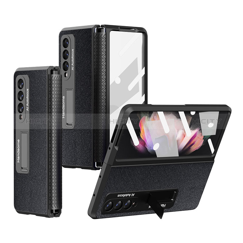 Luxury Leather Matte Finish and Plastic Back Cover Case R09 for Samsung Galaxy Z Fold4 5G