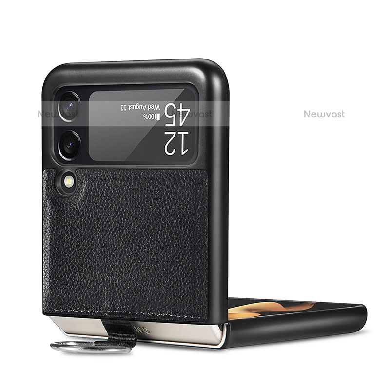 Luxury Leather Matte Finish and Plastic Back Cover Case S01 for Samsung Galaxy Z Flip3 5G