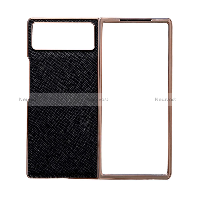 Luxury Leather Matte Finish and Plastic Back Cover Case S01 for Xiaomi Mix Fold 2 5G Black