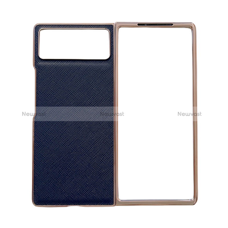 Luxury Leather Matte Finish and Plastic Back Cover Case S01 for Xiaomi Mix Fold 2 5G Blue