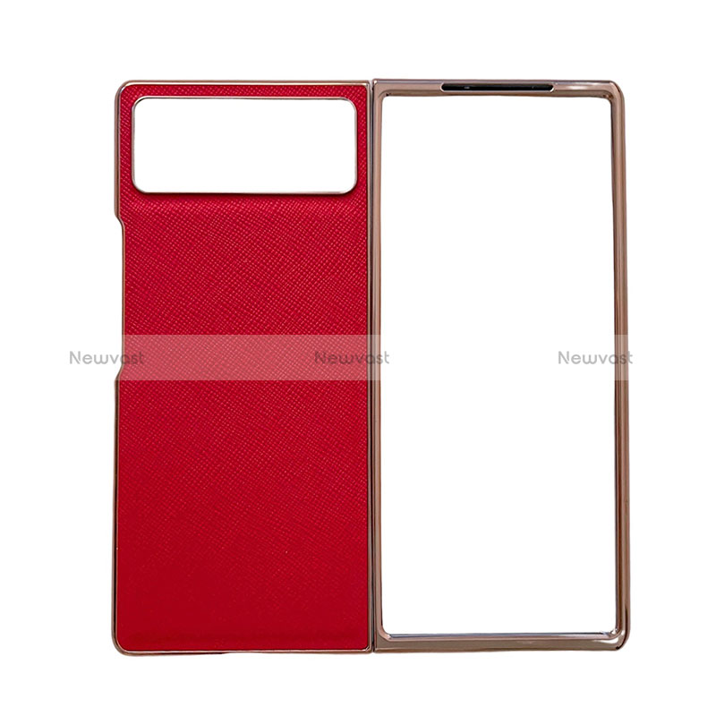 Luxury Leather Matte Finish and Plastic Back Cover Case S01 for Xiaomi Mix Fold 2 5G Red