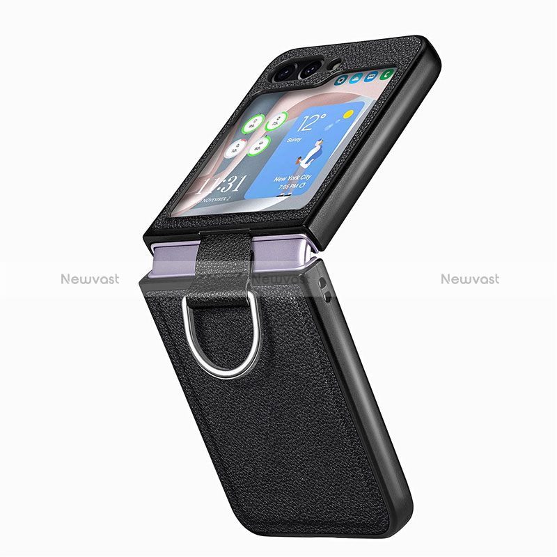 Luxury Leather Matte Finish and Plastic Back Cover Case S01D for Samsung Galaxy Z Flip5 5G