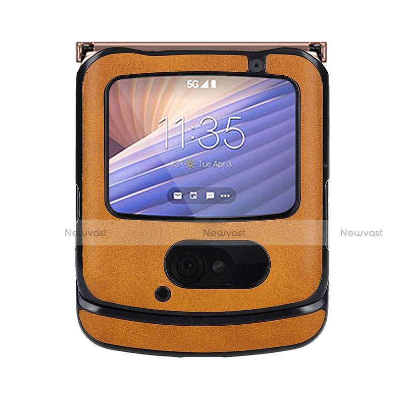 Luxury Leather Matte Finish and Plastic Back Cover Case S02 for Motorola Moto RAZR (2022) 5G