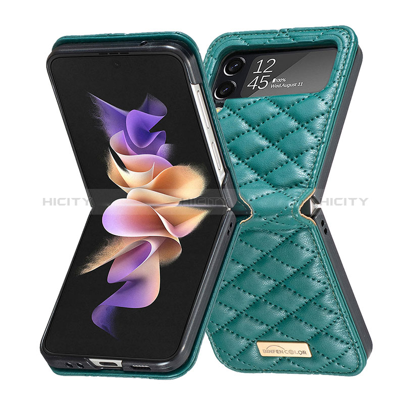 Luxury Leather Matte Finish and Plastic Back Cover Case S02 for Samsung Galaxy Z Flip4 5G