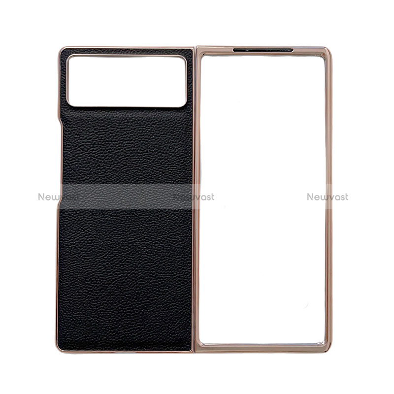 Luxury Leather Matte Finish and Plastic Back Cover Case S02 for Xiaomi Mix Fold 2 5G Black