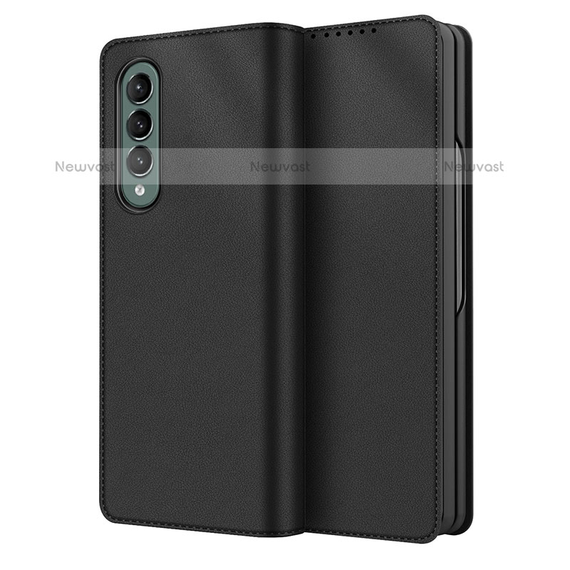 Luxury Leather Matte Finish and Plastic Back Cover Case S03 for Samsung Galaxy Z Fold3 5G