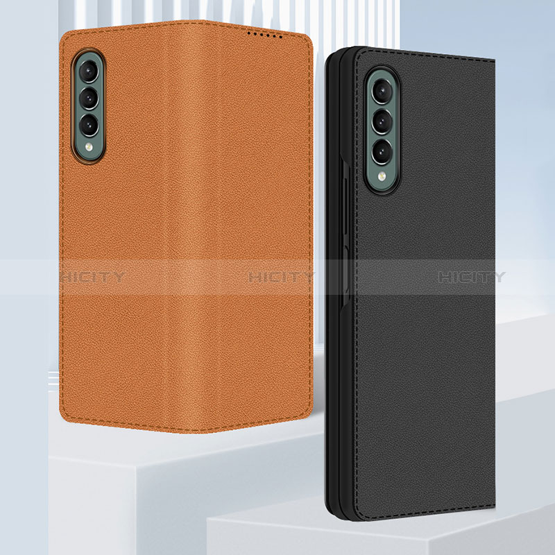 Luxury Leather Matte Finish and Plastic Back Cover Case S03 for Samsung Galaxy Z Fold4 5G