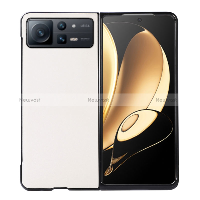 Luxury Leather Matte Finish and Plastic Back Cover Case S03 for Xiaomi Mix Fold 2 5G White