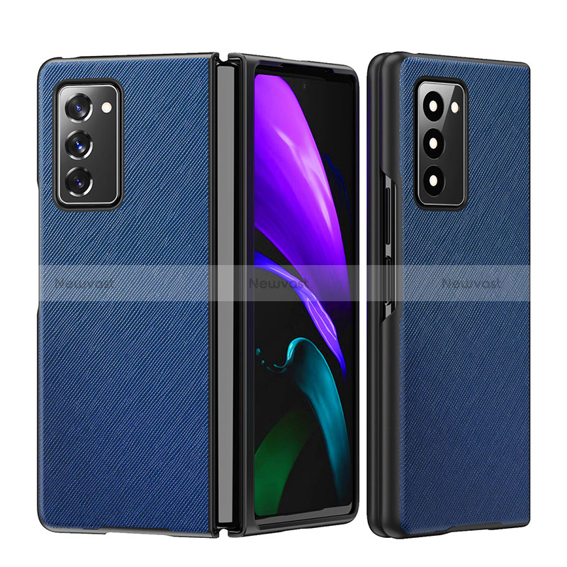 Luxury Leather Matte Finish and Plastic Back Cover Case S04 for Samsung Galaxy Z Fold2 5G