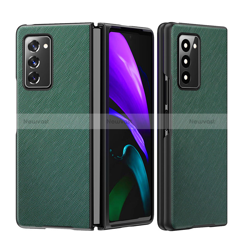 Luxury Leather Matte Finish and Plastic Back Cover Case S04 for Samsung Galaxy Z Fold2 5G