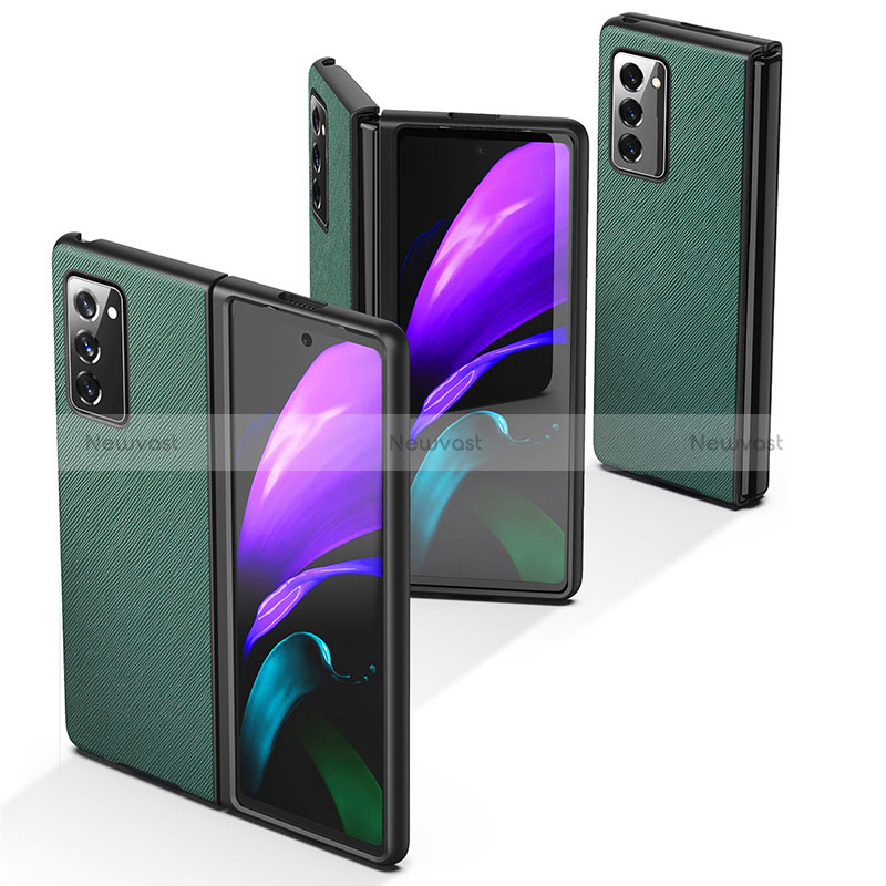 Luxury Leather Matte Finish and Plastic Back Cover Case S04 for Samsung Galaxy Z Fold2 5G