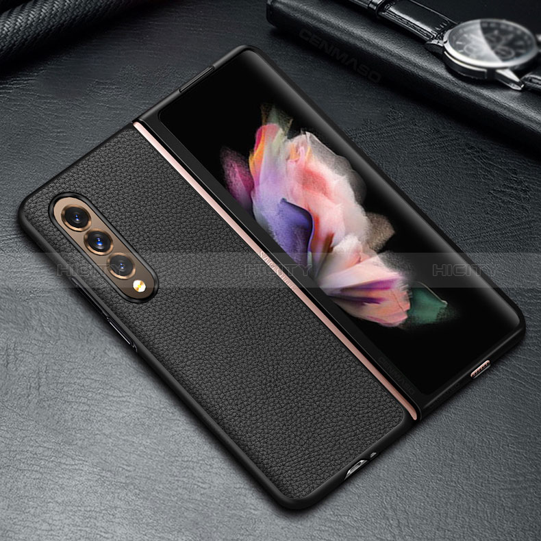 Luxury Leather Matte Finish and Plastic Back Cover Case S05 for Samsung Galaxy Z Fold4 5G