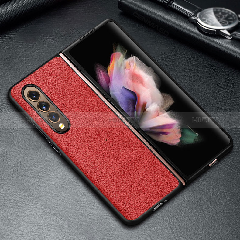 Luxury Leather Matte Finish and Plastic Back Cover Case S05 for Samsung Galaxy Z Fold4 5G