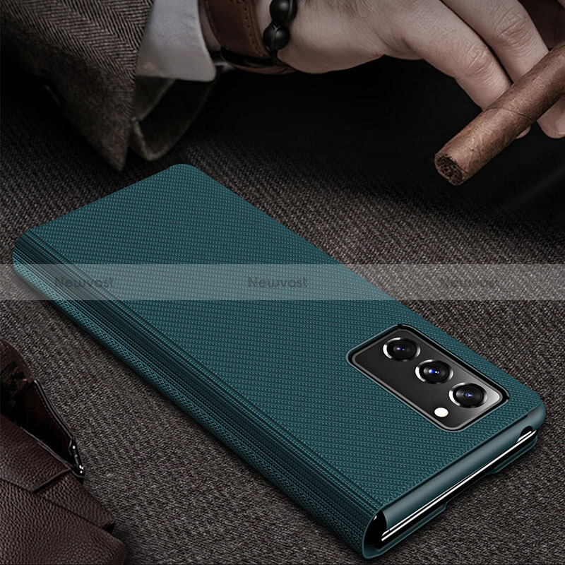 Luxury Leather Matte Finish and Plastic Back Cover Case S07 for Samsung Galaxy Z Fold2 5G