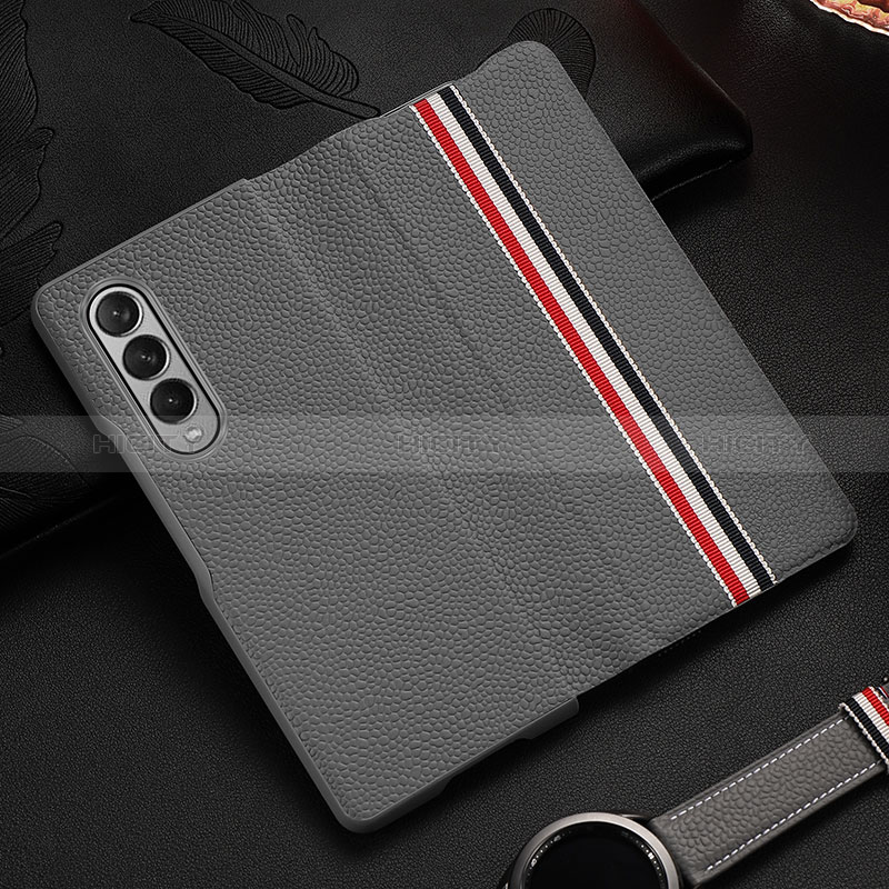 Luxury Leather Matte Finish and Plastic Back Cover Case S07 for Samsung Galaxy Z Fold4 5G