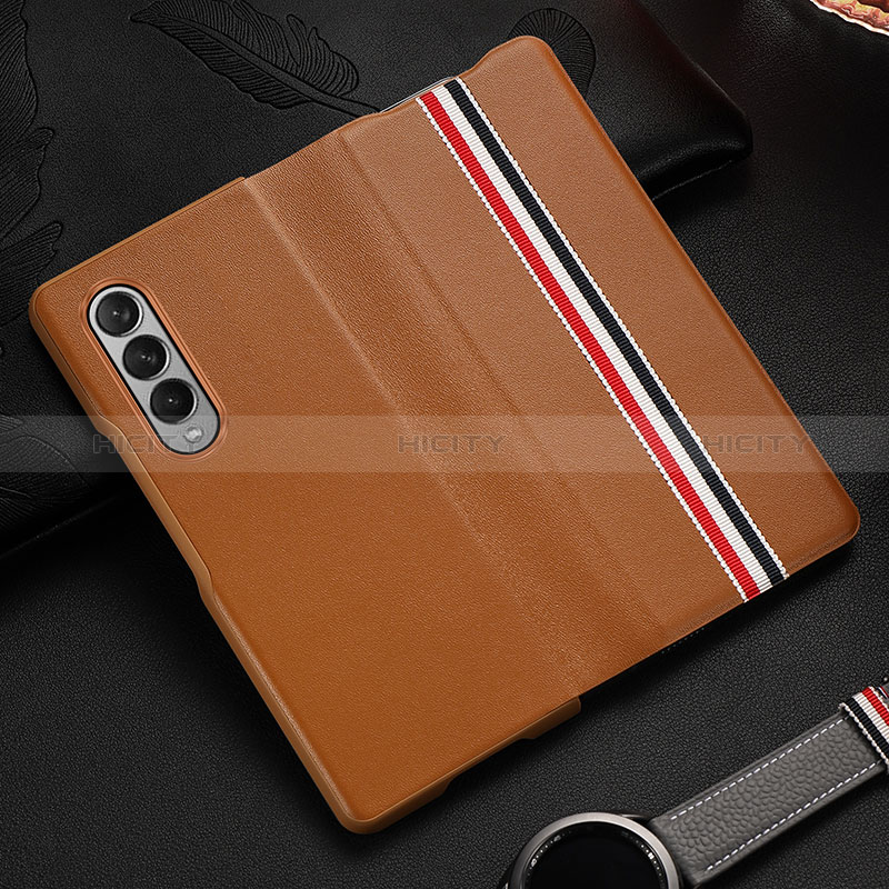 Luxury Leather Matte Finish and Plastic Back Cover Case S07 for Samsung Galaxy Z Fold4 5G