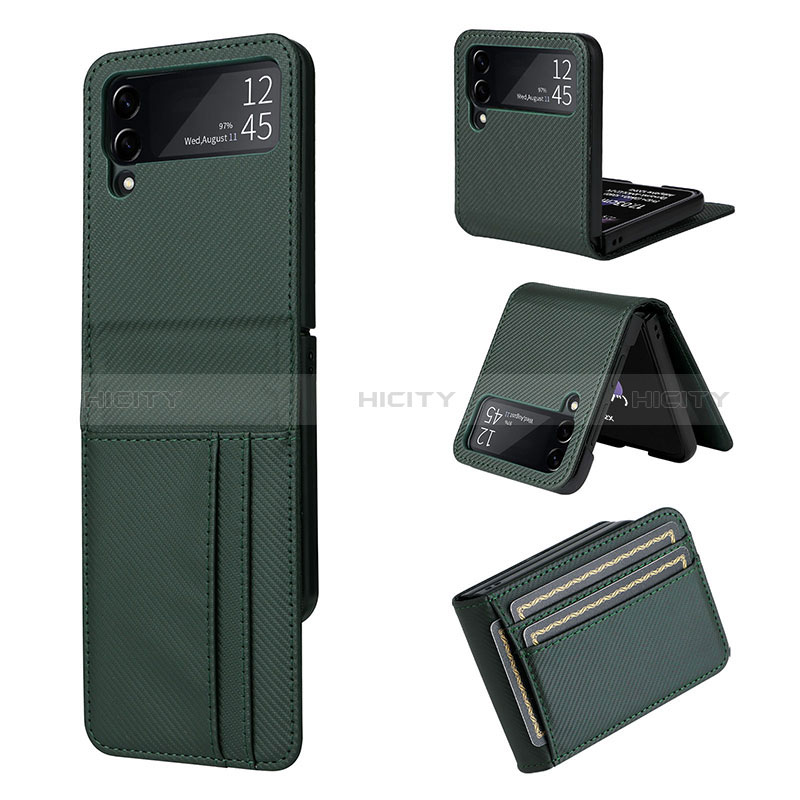 Luxury Leather Matte Finish and Plastic Back Cover Case T01 for Samsung Galaxy Z Flip4 5G