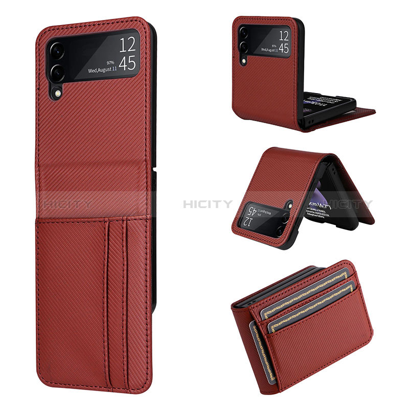 Luxury Leather Matte Finish and Plastic Back Cover Case T01 for Samsung Galaxy Z Flip4 5G