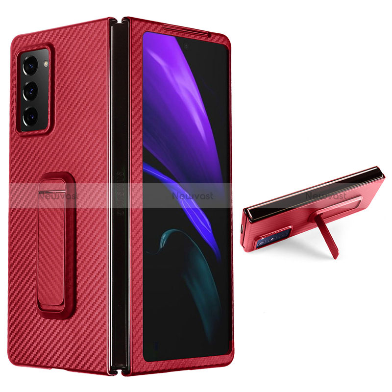 Luxury Leather Matte Finish and Plastic Back Cover Case T01 for Samsung Galaxy Z Fold2 5G