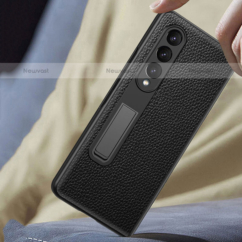 Luxury Leather Matte Finish and Plastic Back Cover Case T01 for Samsung Galaxy Z Fold3 5G