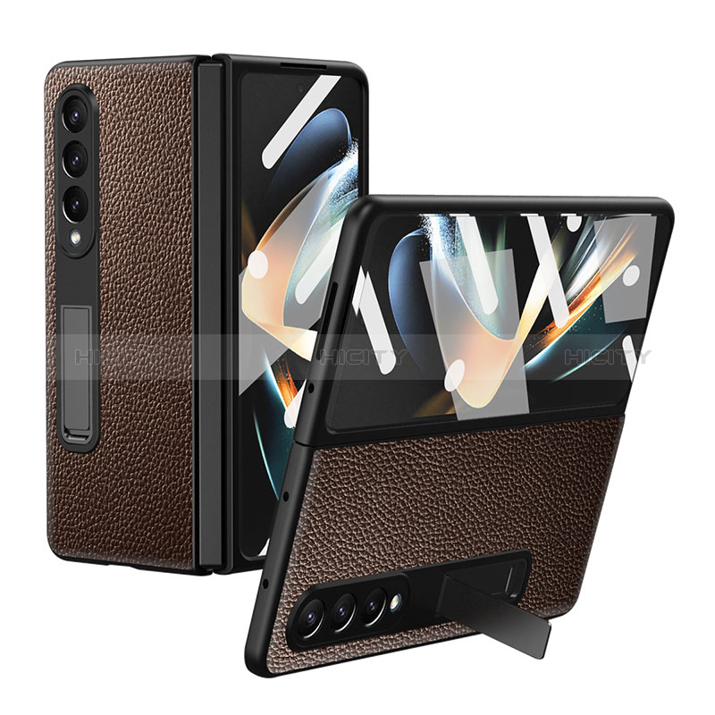 Luxury Leather Matte Finish and Plastic Back Cover Case T01 for Samsung Galaxy Z Fold4 5G