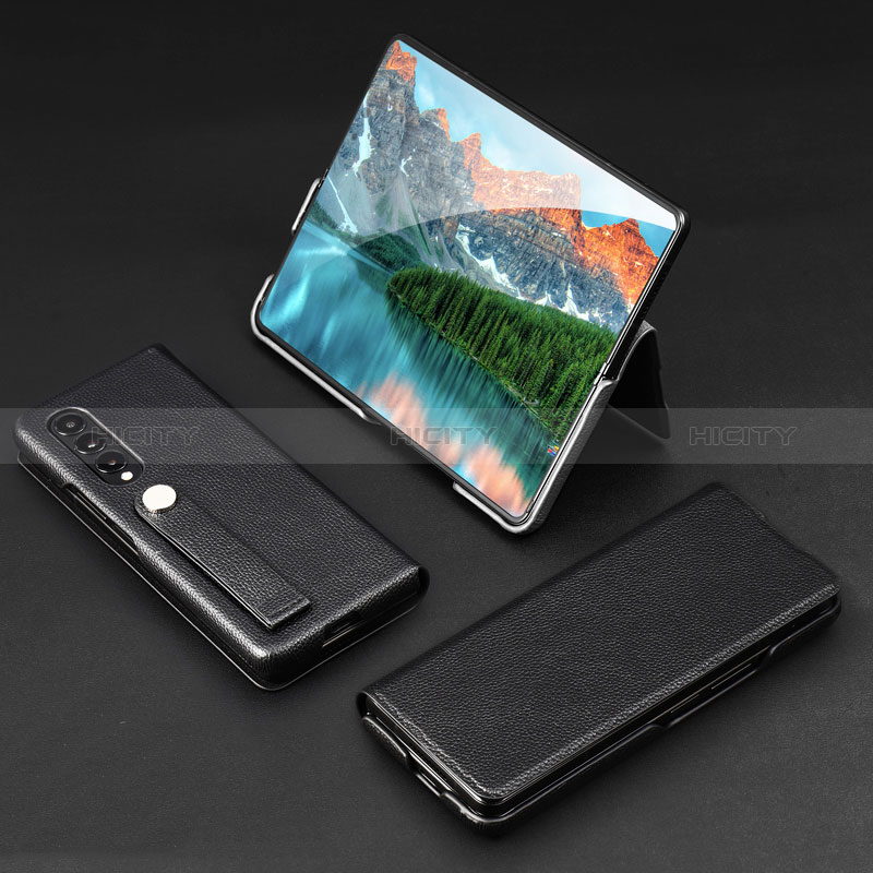 Luxury Leather Matte Finish and Plastic Back Cover Case T02 for Samsung Galaxy Z Fold4 5G