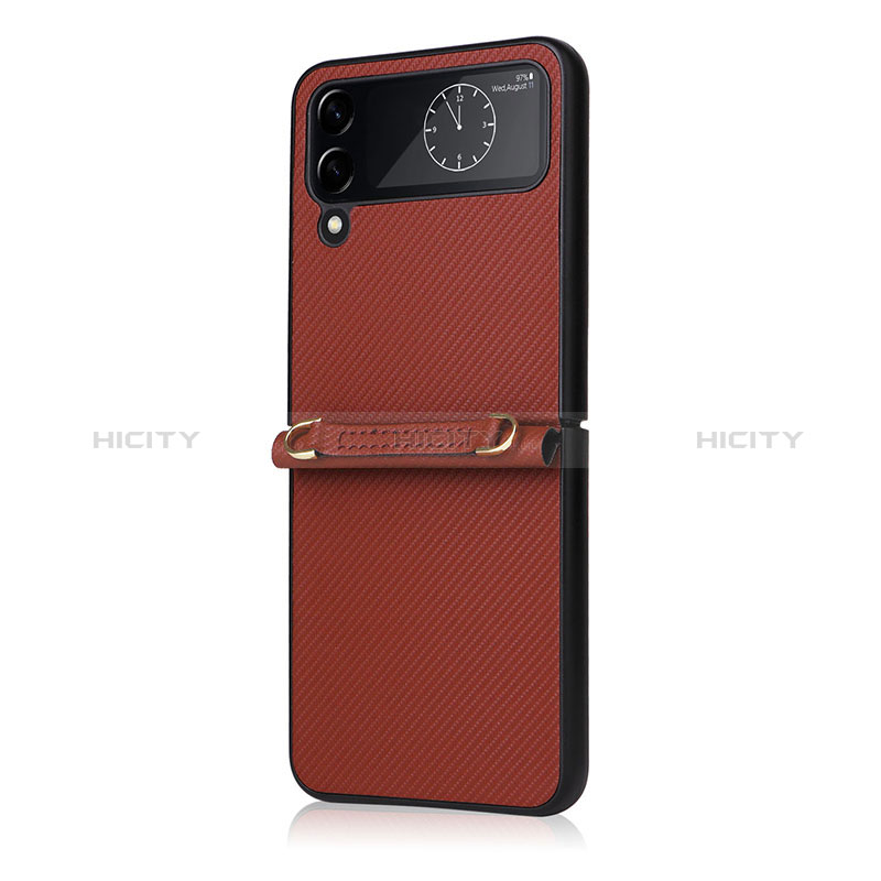 Luxury Leather Matte Finish and Plastic Back Cover Case T03 for Samsung Galaxy Z Flip4 5G