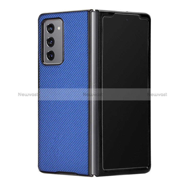 Luxury Leather Matte Finish and Plastic Back Cover Case T03 for Samsung Galaxy Z Fold2 5G