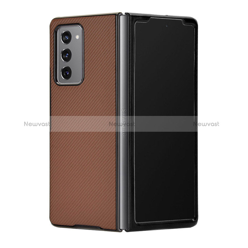 Luxury Leather Matte Finish and Plastic Back Cover Case T03 for Samsung Galaxy Z Fold2 5G