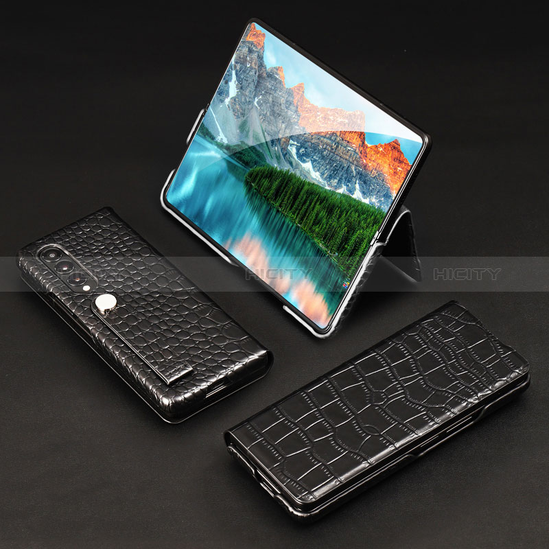 Luxury Leather Matte Finish and Plastic Back Cover Case T03 for Samsung Galaxy Z Fold4 5G